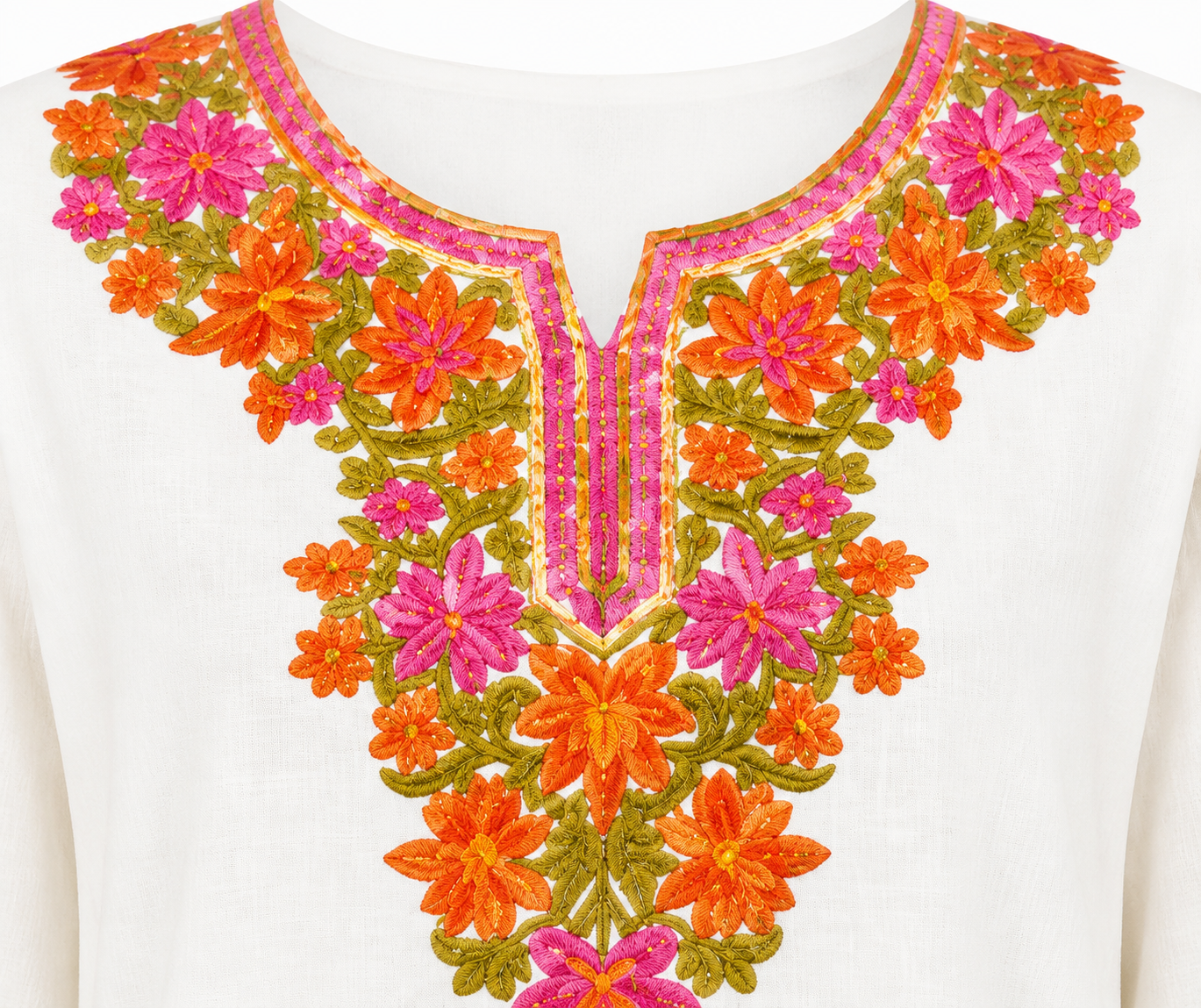 Noor : Kashmiri Aari embroidery summer Co-Ord Set | Light Gray